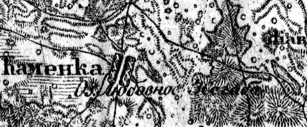 Деревня Каменец на карте 1919 года