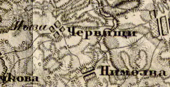 Деревня Немолва на карте 1863 года