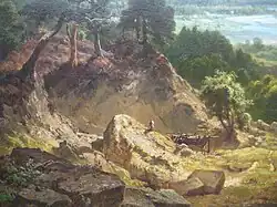 Русло реки Изар близ Мюнхена с видом на Баварские Альпы. 1858. Холст, масло. Новая пинакотека, Мюнхен