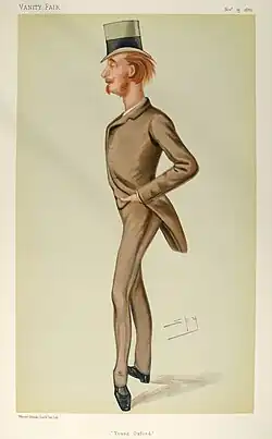 «Молодой Оксфорд», Виконт Лимингтон, будущий 6-й граф Портсмут, карикатура Spy в журнале «Ярмарка тщеславия», ноябрь 1880 года.