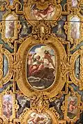 Н. Бамбини. Слава дома Пезаро между Благоразумием и Силой. Декор плафона. 1682. Холст, масло, дерево, резьба, золочение