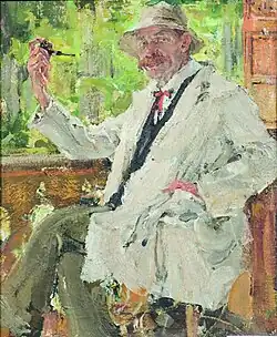 Н. И. Фешин. Портрет В. С. Богатырёва. 1916Холст, масло. 49 × 38 смМузей Российской академии художеств — Музей-квартира Исаака Бродского, Санкт-Петербург