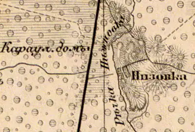 Деревня Низовка на карте 1863 года