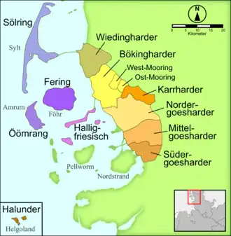 Карта севернофризских диалектов  сёльринг
