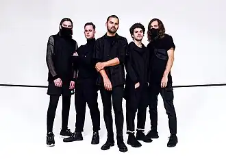 Northlane в 2019. Слева на право: Джон Дейли, Джош Смит, Маркус Бридж, Брендон Баджасек, Ник Петтерсен