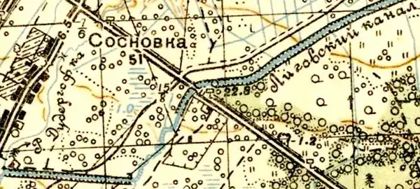 Земли современного посёлка Новогорелово на топографической карте РККА 1941 года