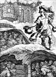 Авдий, укрывающий пророков.Ксилография Кристофа Вайгеля Старшего (1695)