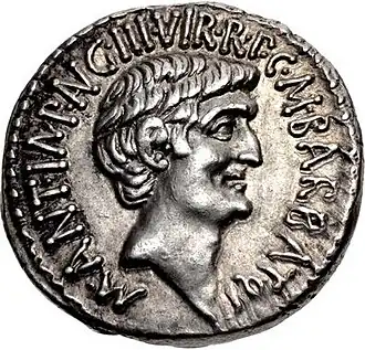 Денарий с изображением Марка Антония