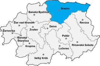 Район Брезно на карте