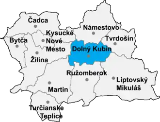 Район Дольни-Кубин на карте