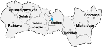 Район Кошице III на карте