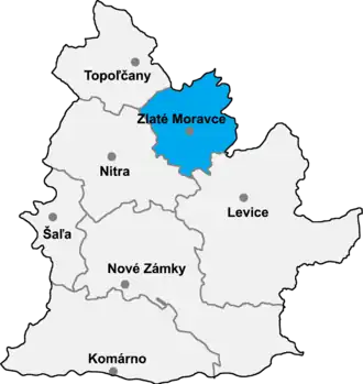 Район Злате-Моравце на карте