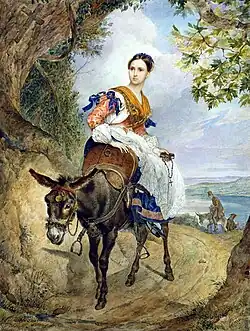 Ольга Ферзен на ослике, 1835