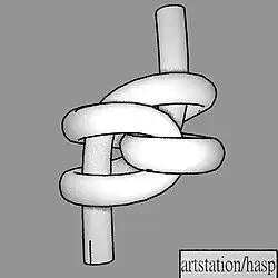 Кордовый узел, One cord knot.Мусинг. Смотрится эффектно на шнурах для гардин, штор и занавесей. Его можно применить на конце шнура электровыключателя:101.