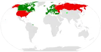 Страны-участницы ДОН
Государства, подписавшие и ратифицировавшие договор
Государства, которые подписали, но не ратифицировали
Государства, вышедшие из Договора