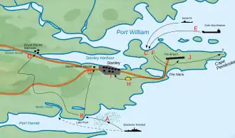 Карта действий аргентинских войск