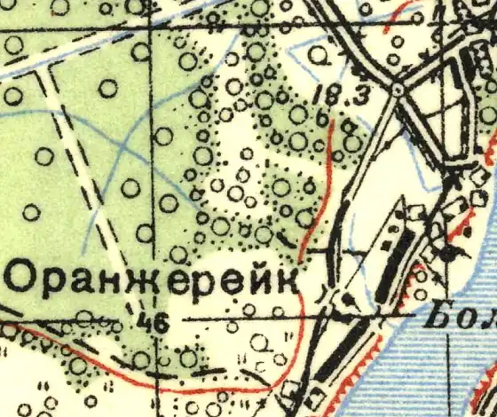 План деревни Оранжерейка. 1939 год