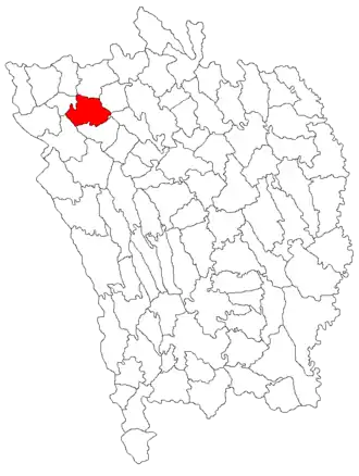 Расположение коммуны на карте жудеца Васлуй