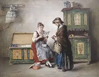 Деревенский интерьер с матерью и дочерью (Bäuerliches Interieur mit Mutter und Tochter), 1886