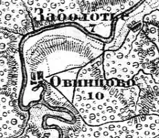 Деревня Овинцево на карте 1913 года