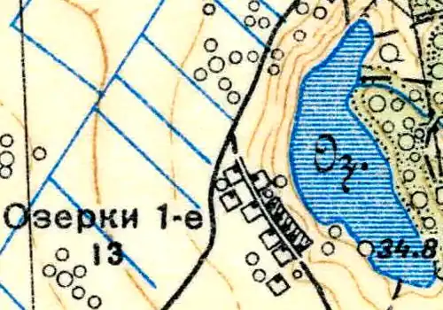 План деревни 1-е Озерки. 1939 год