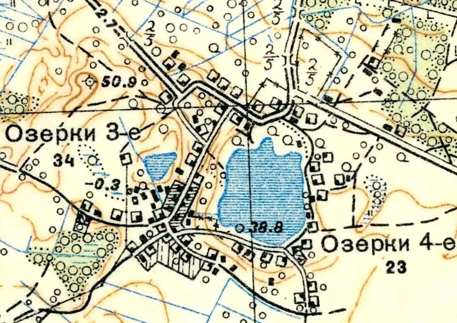 План деревень 3-и и 4-е Озерки. 1939 год