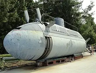 Корпус подлодки «Велебит» на сплитской базе ВМС Лора[англ.], 2011 год