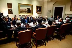 Администрация Барака Обамы в комнате Рузвельта