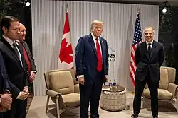 Госсекретарь Рубио с Дональдом Трампом и премьер-министром Канады Марком Карни в Кананаскисе.