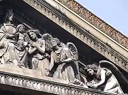 Поклонение ангелов Деве Марии с Младенцем. Деталь композиции фронтона. 1830. Церковь  Нотр-Дам-де-Лорет, Париж