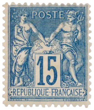 1892: 15 сантимов (Mi #83; Yt #101).Тип II