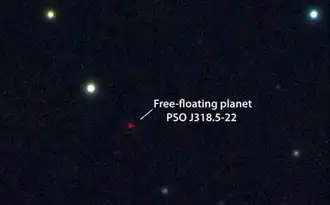 Изображение планеты-сироты PSO J318.5-22, полученное телескопом PS1 панорамного обзора Pan-STARRS
