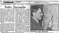 Архитектор Пауль Хедквист и его проект шести небоскребов в газете Expressen за 19 мая 1952 года