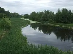 Быковка, вид с пешеходного моста, связывающего деревню Верея и посёлок фабрики Спартак