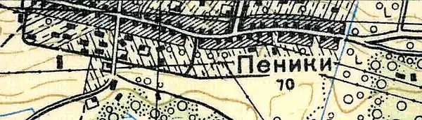 План деревни Пеники. 1939 год