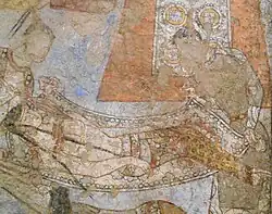 Раненую амазонку несли на растяжках двое мужчин-слуг