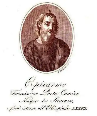 Гравюра 1828 года с вымышленным изображением Эпихарма