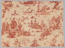 Рисунок ткани в стиле шинуазри. Печать. Ок. 1786. Мануфактура Жуи