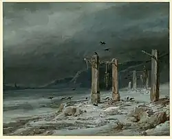 Эскиз декорации к III акту премьерной постановки оперы Д. Обера «Густав III или Бал-маскарад». 1833. Картон, акварель, гуашь