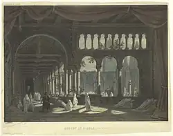 Эскиз декорации к III акту постановки оперы Дж. Мейербера «Роберт-Дьявол». 1831. Бумага, тушь, перо, кисть. Национальная библиотека Франции, Париж