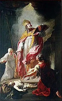 Святой Клод, воскрешающий ребёнка. Ок. 1737.  Холст, масло. Версаль