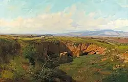Пейзаж Римской Кампаньи с пастухом. 1882. Холст, масло. Частное собрание