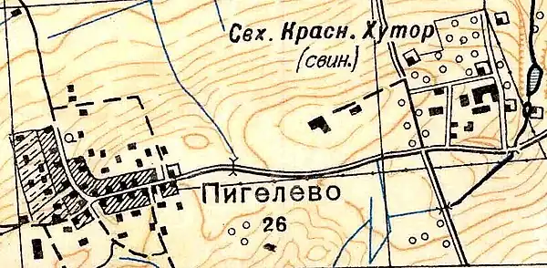 План деревни Пигелево. 1939 год