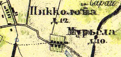 Деревня Пикколово на карте 1860 года