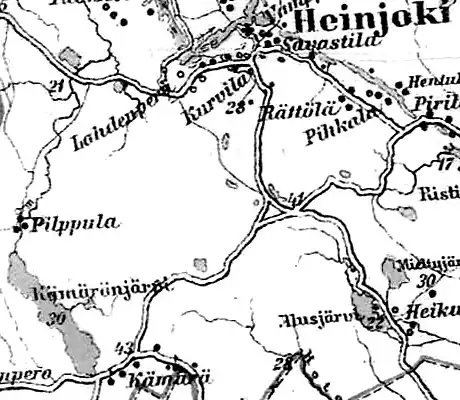 Деревня Пилппула на финской карте 1923 года