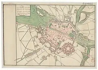 Карта города и цитадели Турне, осажденного и взятого французами в 1745 году.