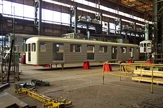 Кузов вагона 81-717.1/714.1 на модернизации