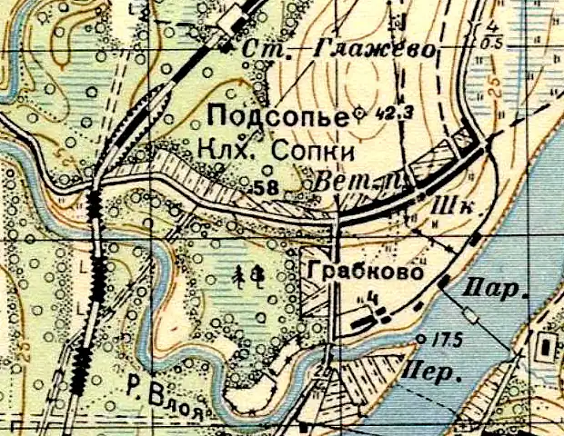 План деревни Подсопье. 1937 год