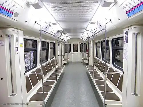 Салон поезда с первой экспозицией