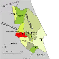 Расположение муниципалитета Беникуль на карте провинции
